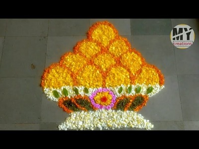 Innovative and Easy to Make Flower Rangoli Using Dots | My Creations