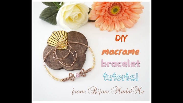Macrame bracelet tutorial. DIY macrame jewelry. How to make easy macrame bracelet with beads.