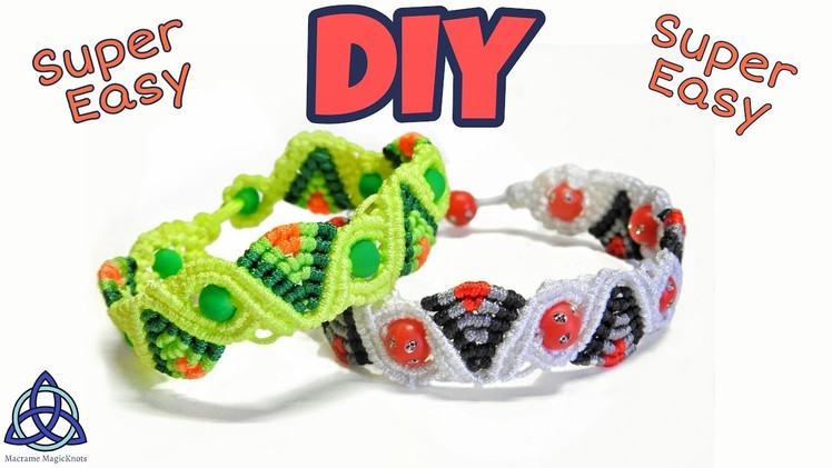 Macrame Bracelet Tutorial: How to make  Bracelet with Beads | Super Easy DIY