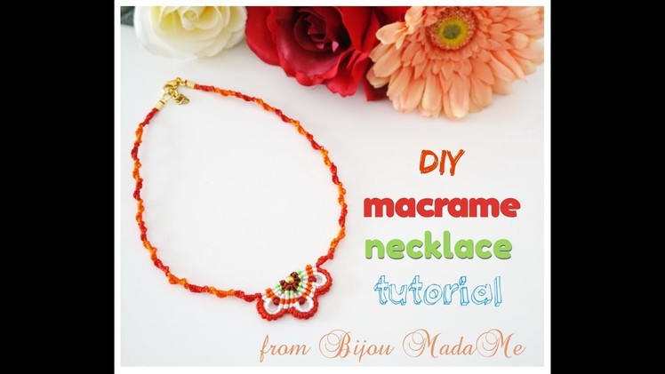 Macrame necklace tutorial.DIY macrame jewelry. How to make colorful macrame necklace.