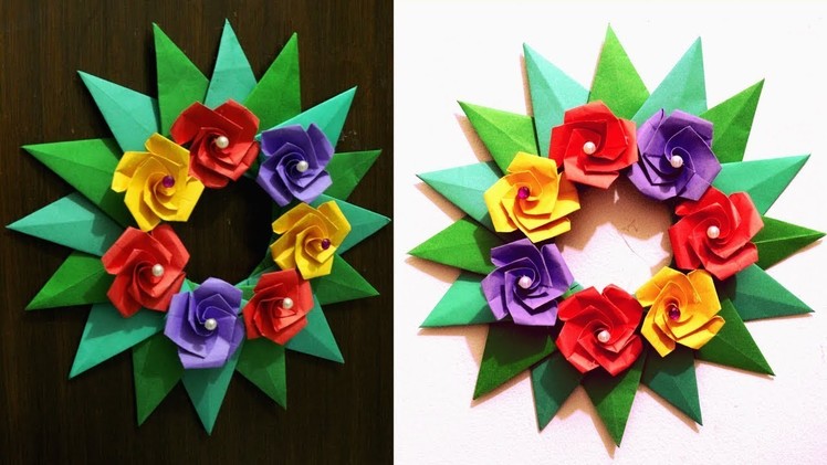 Paper flowers diy - Door decoration with paper flower - Paper flowers tutorial - Easy paper flowers