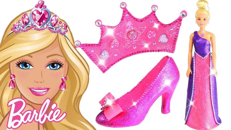 Play Doh Sparkle Barbie Disney Princess Shoes High Heels Dress Crown Play Doh Toys For Kids