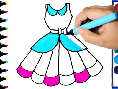 Pretty Dress Coloring Page | Draw Barbie Dress | Learn Colors For Girls and Kids