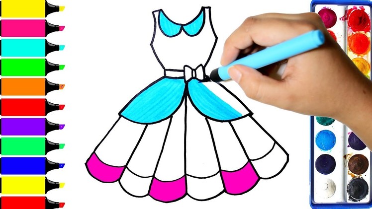 Pretty Dress Coloring Page | Draw Barbie Dress | Learn Colors For Girls and Kids