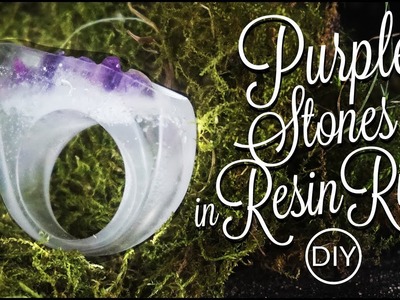 Purple stones in Resin Ring