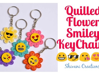 Quilled Flower Smiley Keychain. DIY Quilling Keychains