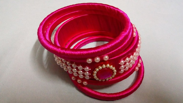 Silk thread designer bangle big one with pearl and decoration set - SSC Arts 89