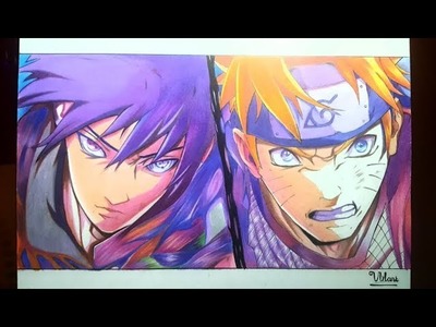 Speed Drawing anime: Naruto VS Sasuke ||Draw by Vh Art