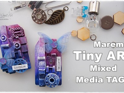 TINY ART Mixed Media Recycling Tags ♡ Maremi's Small Art ♡