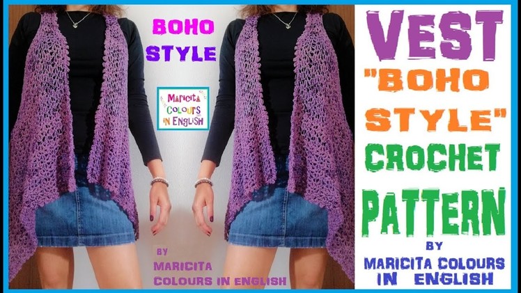 Vest Boho Style Crochet Pattern by Maricita Colours in English