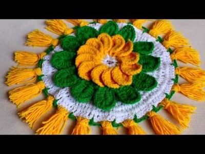 WOW !!! Woolen rumal Design || Woolen Flower Making || Woolen Crochet || Woolen Crafts || Table Mat