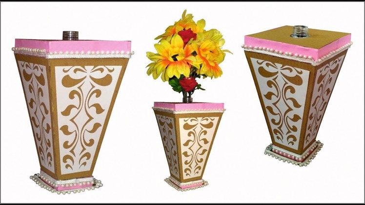 Cardboard flower vase | how to make flower vase with cardboard