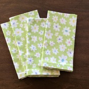 Cloth Dinner Napkins- Green and White Floral Design - Eco Friendly - Handmade