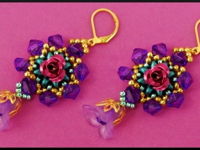 DIY | Blumen Perlen Ohrringe mit Twin beads | Beaded rose. flower earrings | Beadwork jewelry