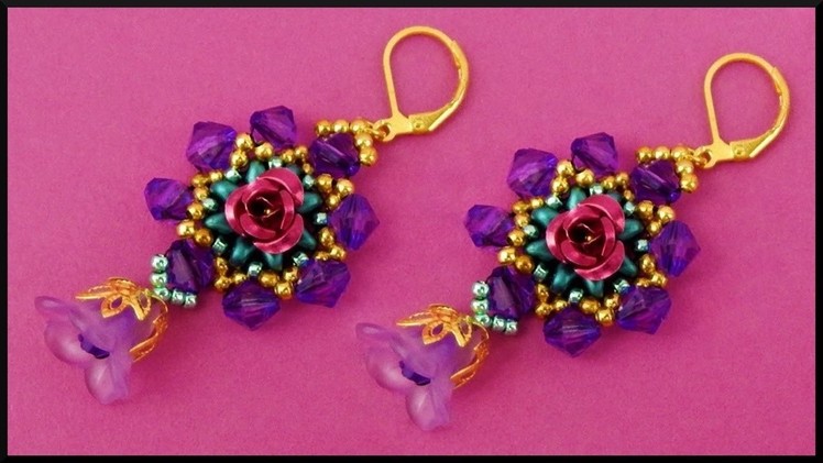 DIY | Blumen Perlen Ohrringe mit Twin beads | Beaded rose. flower earrings | Beadwork jewelry