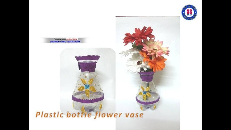 DIY Crafts with Plastic bottle|How to make plastic bottle flower vase|Kids crafts