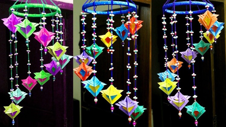 DIY - Handmade paper wind chime - Make paper wall hanging ideas for room decoration - Wind chimes