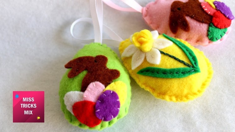 DIY : How to make cute felt Easter egg ornaments. Easter crafts - kids crafts -Part 2