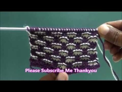 Easy Knitting Pattern Two Colours - eyelashes pattern  इजी बुनाई पैटरन