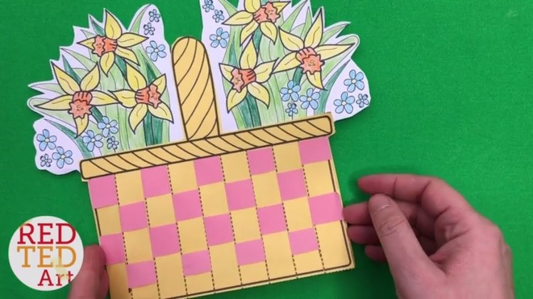 Flower Basket Paper Weaving Card with Template - DIY Mother's Day Cards - Thank You Cards Teachers