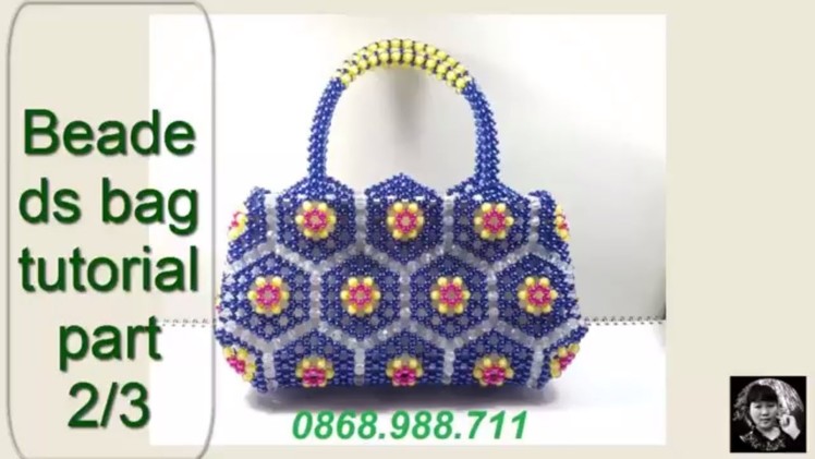 Handmade bag.How to make a beaded bag. 32 Flower - part 2