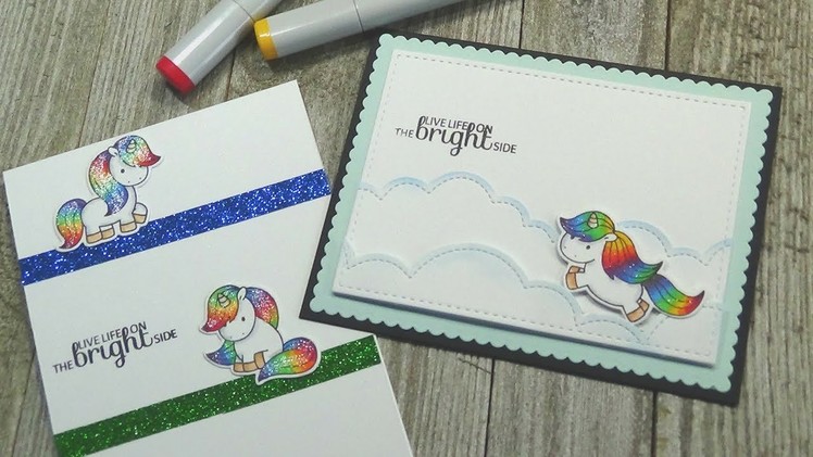 How To: Clean and Simple Cards with No Mess Glitter | 2 Cards + 1 Stamp Set