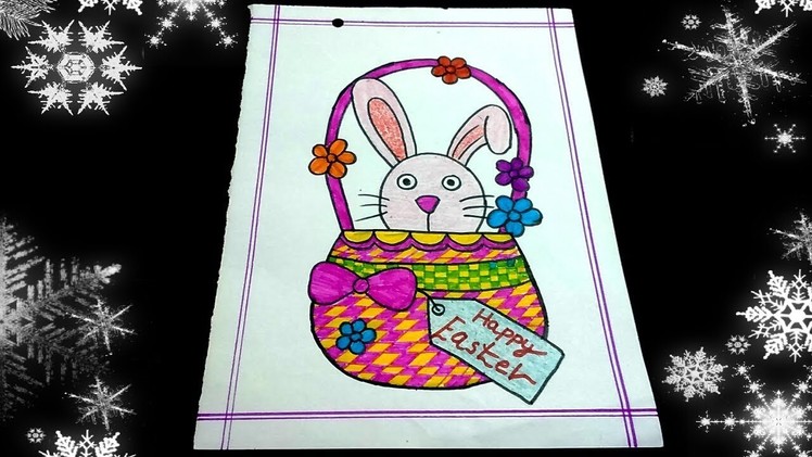 How to draw an easter basket||Easter basket drawing||Easter card drawing||Drawing for kids