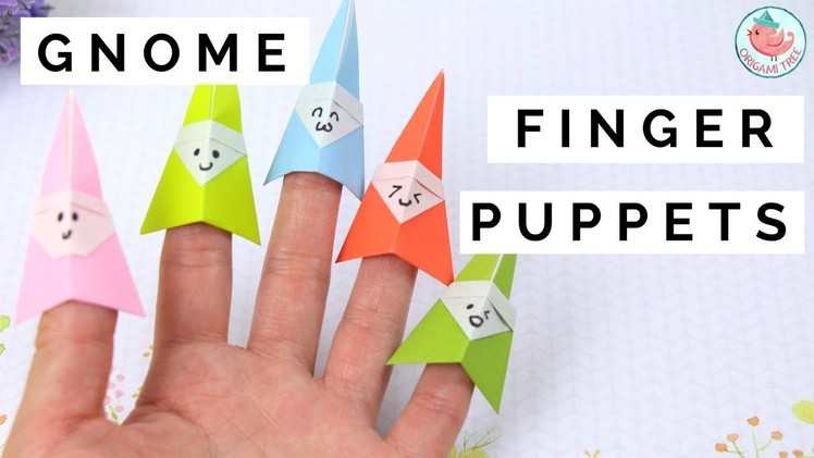 How to Fold an Origami Gnome Finger Puppet - Paper Finger Puppets Paper Crafts for Kids