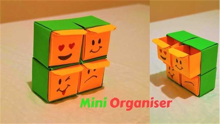 How to make an origami organizer-mini organizer-emoji paper organizer