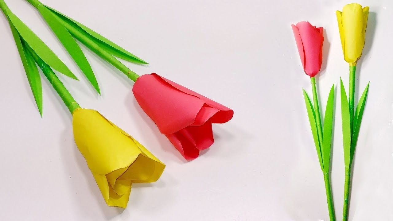 How to make beautiful paper tulip flowers- Nice Paper Flowers-Jarines ...