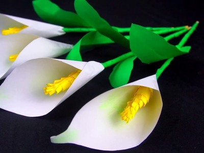 How to make calla lily  flowers paper - Very  realistic and  Easy To Make - Paper Craft Ideas
