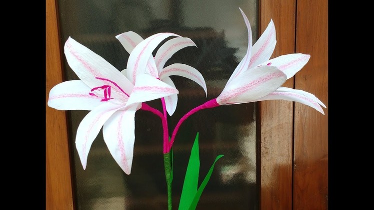 How to make Crepe Paper Flowers Milk & Wine Lily. Crinum latifolium (flower # 262)