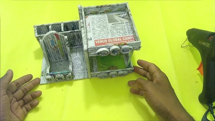 How to make Desk Organizer with Rack Using Newspaper | All type Videyos