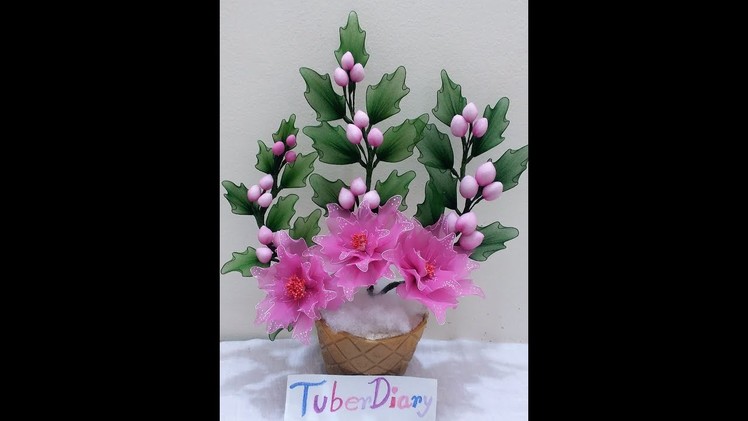 How to make nylon stocking Poinsettia flower