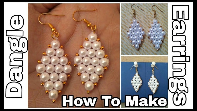 How to make Pearl Dangle Earrings || Pearl Earrings Making at Home || Designer Hand Made Earrings ||