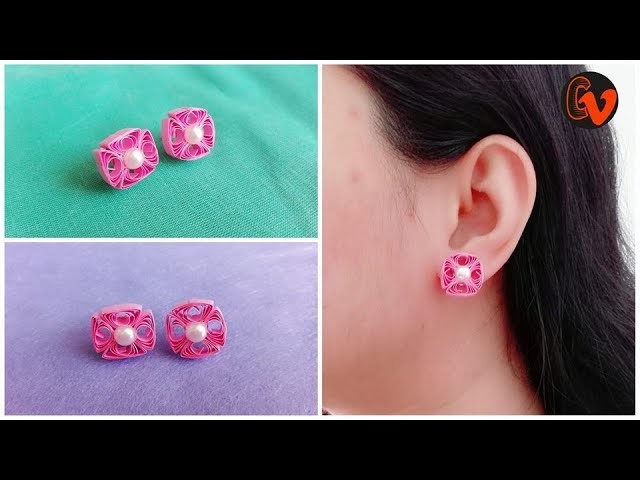 How To Make Quilling Stud Earrings Tutorial. Paper Quilling Earrings. Design 27