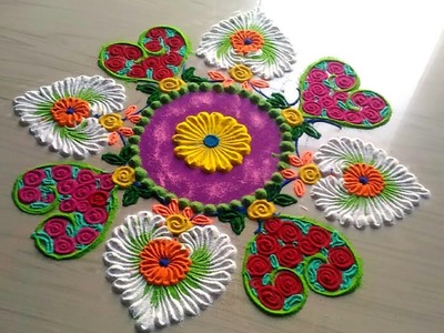 How to make rangoli design.easy and simple rangoli designs. unique,awesome rangoli designs by jyoti