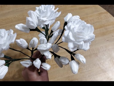 How to make rose flower from tissue paper. best out of waste. easy rose branch from tissue paper DIY