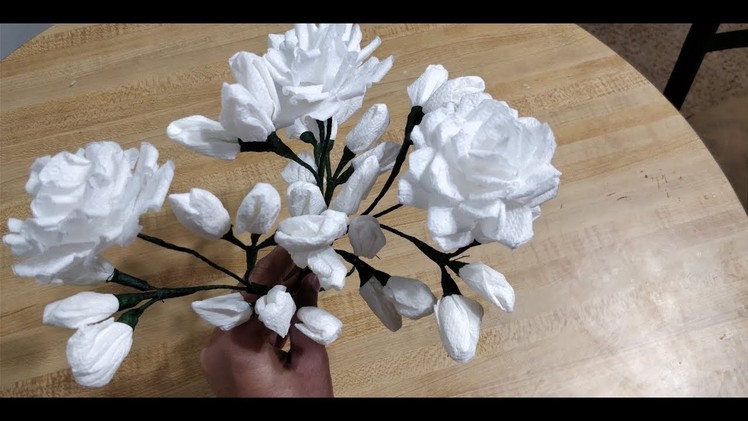 How to make rose flower from tissue paper. best out of waste. easy rose branch from tissue paper DIY
