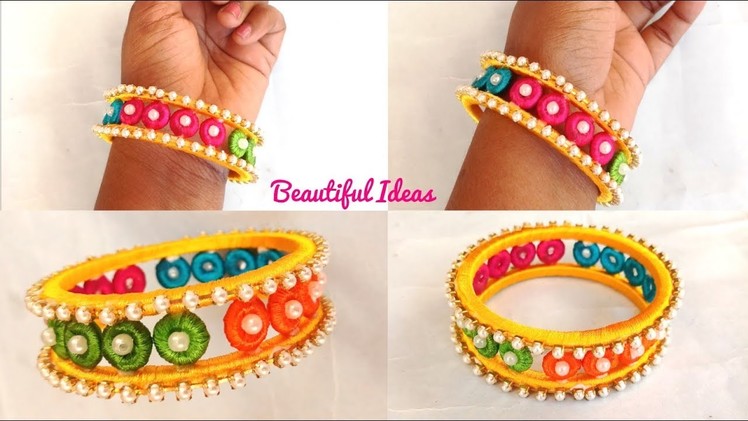 How to Make Silk thread Designer Fancy Bangle Kada Bangle Making with Donut Rings Beautiful Ideas