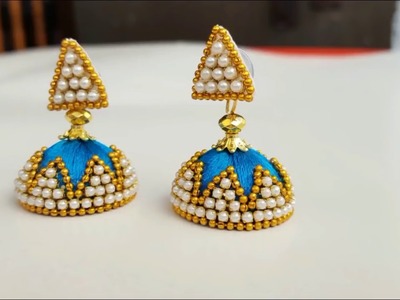 How to make silk thread jhumkas. simple and easy jhumkas at home. diy