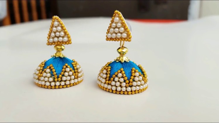 How to make silk thread jhumkas. simple and easy jhumkas at home. diy