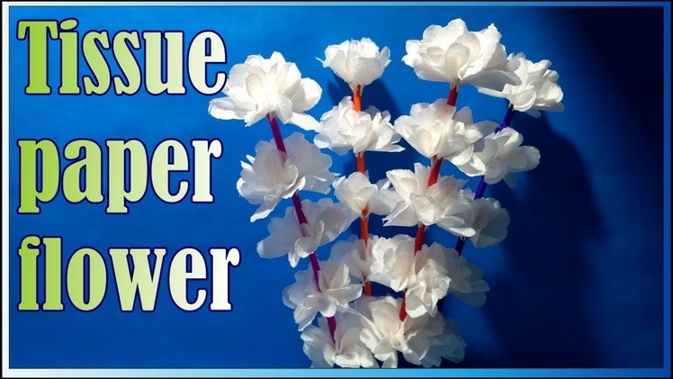 How to make tissue paper flower stick . टिश्यू पेपर से सुन्दर फूल बनाना सीखे।