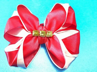 How To Make Two Colors Satin Ribbon Bow - 2 Colors Ribbon Bow Tutorial