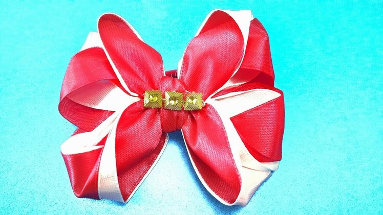 How To Make Two Colors Satin Ribbon Bow - 2 Colors Ribbon Bow Tutorial
