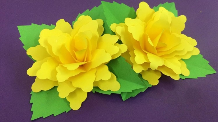 How to Make Yellow Paper Flower | Making Paper Flowers Step by Step | DIY-Paper Crafts