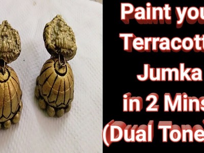 How to paint dual tone terracotta jumka easily in 2 mins