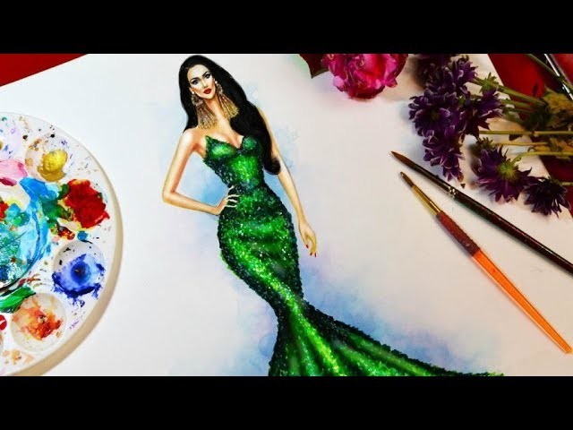 How to paint fashion mermaid gown: for beginners