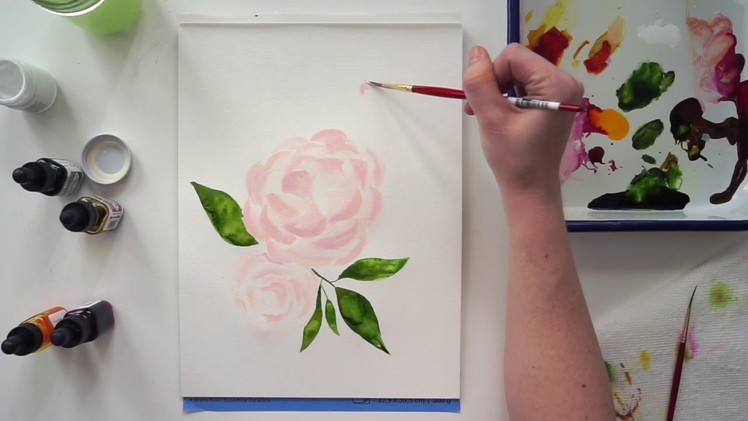 How To Paint Watercolor Pink Peonies
