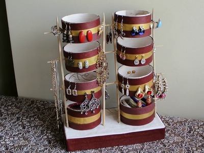 How to reuse waste boxes. DIY - Earring. Accessory. Jewelry Organizer (Stand)